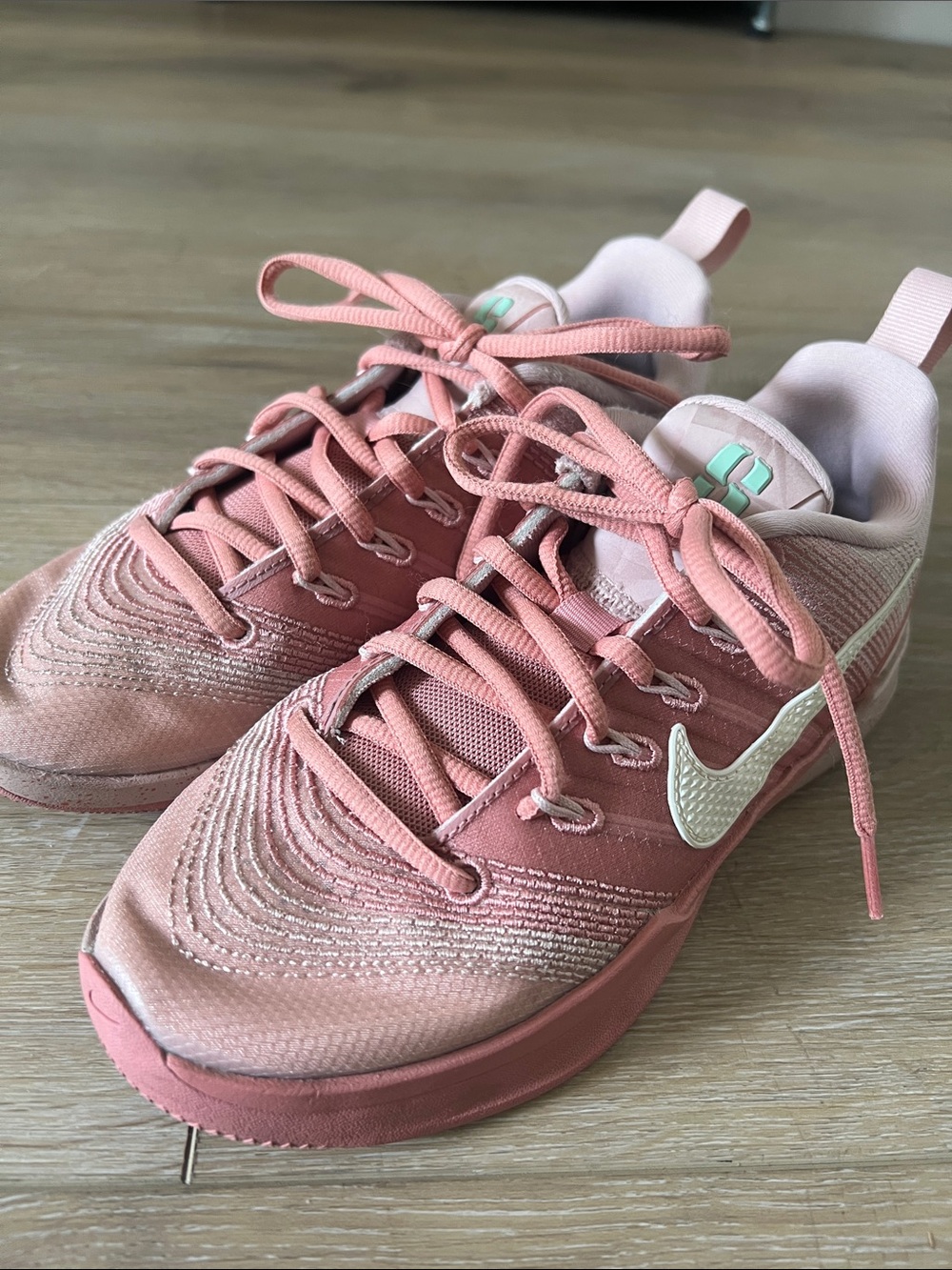 Nike Kids Coral Pink Running Sneakers with White Swoosh